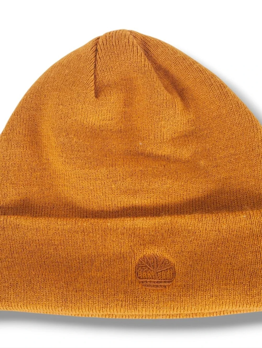 Timberland Logo Hat OS Winter Hat Golden Tan Color Cuffed Knit Beanie Casual
